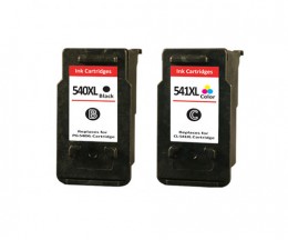 2 Tinteiros Compativeis, Canon PG-540 XL / CL-541 XL Preto 24ml + Cor 19ml