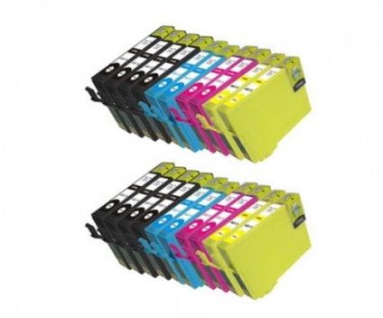 20 Tinteiros Compativeis, Epson T1291-T1294 Preto 15ml + Cor 13ml