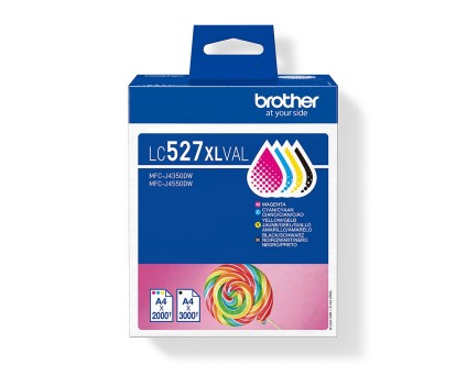 4 Tinteiros Originais, Brother LC-527 XLVAL Preto + Cor ~ 3.000 / 2.000 paginas