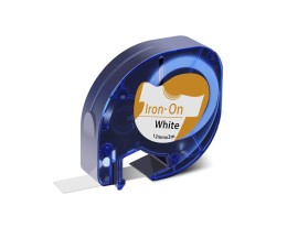 Fita Compativel DYMO 18769 Preto / Branco 12mm x 2m Para Tecido
