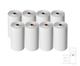 10 Rolos de Papel Térmico 80x55x12mm
