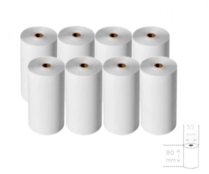 10 Rolos de Papel Térmico 80x55x12mm