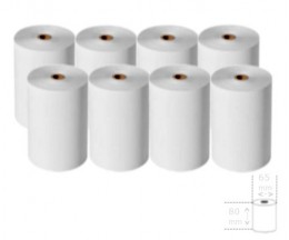 10 Rolos de Papel Térmico 80x65x12mm