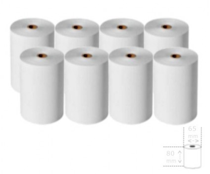 10 Rolos de Papel Térmico 80x65x12mm