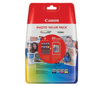 4 Tinteiros Originais, Canon CLI-526 Cor 9ml